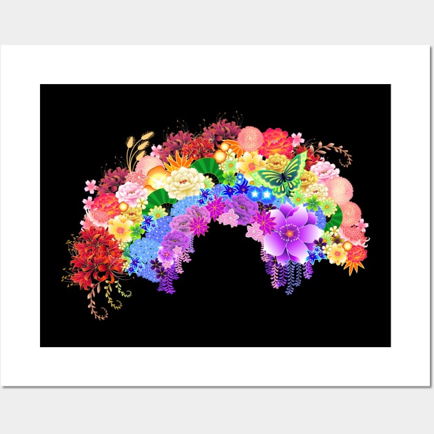 Kimono-Style Flower Rainbow Wall Art by kaemcspadden@gmail.com